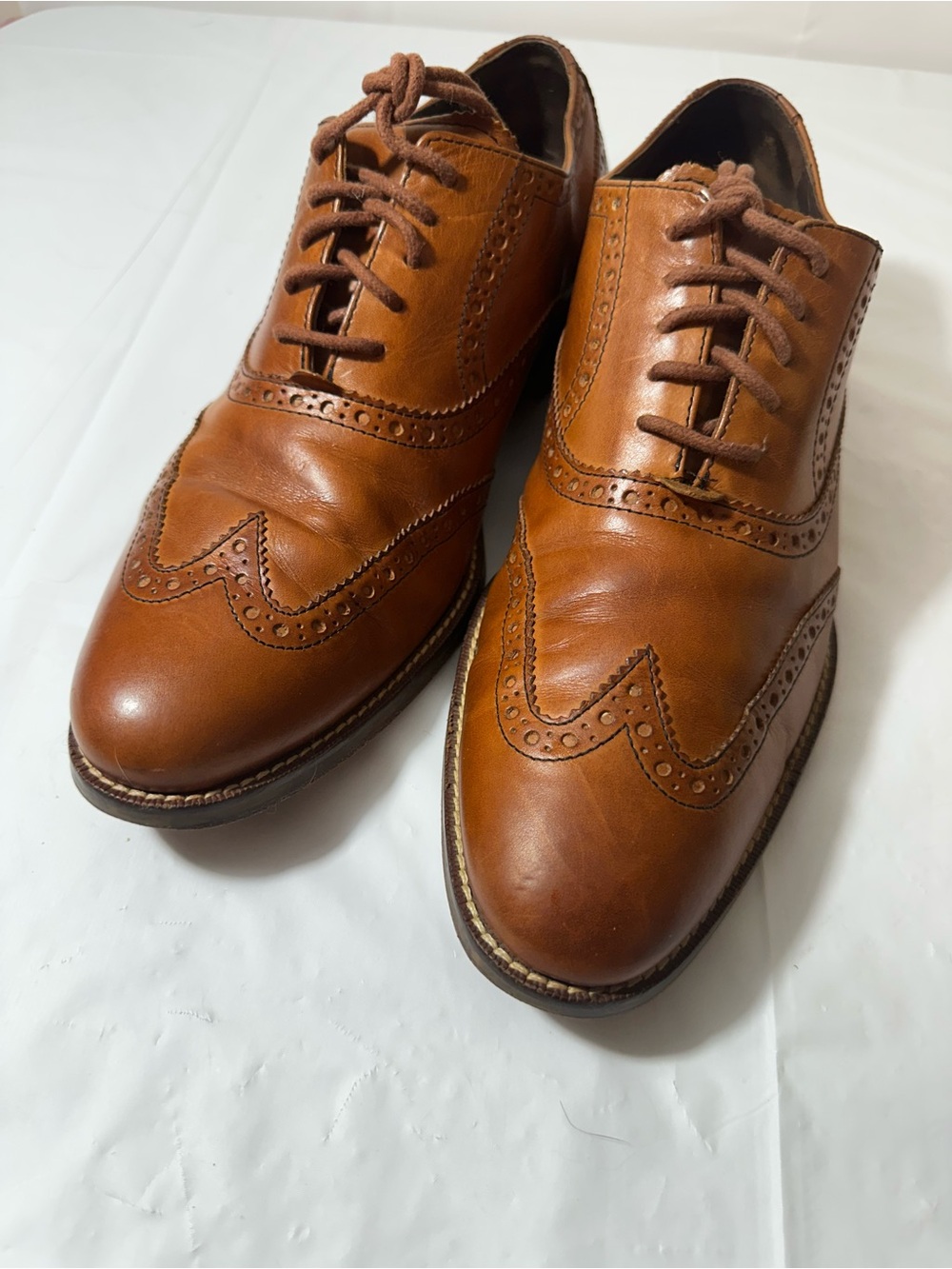 Cole Haan Men’s Tan Leather Wingtip Oxfords Size 9 - Picture 3 of 14